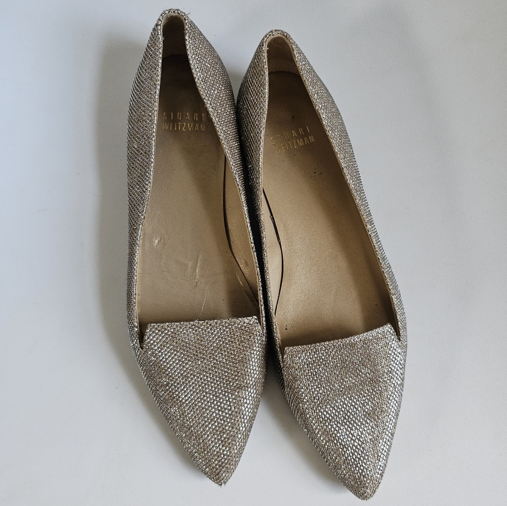 ☆ STUART WEITZMAN Gold Lamé Rialto Flats